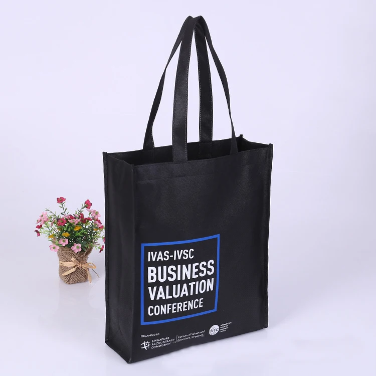 
Black custom foldable cheap promotional carry bag non woven fabric bag 