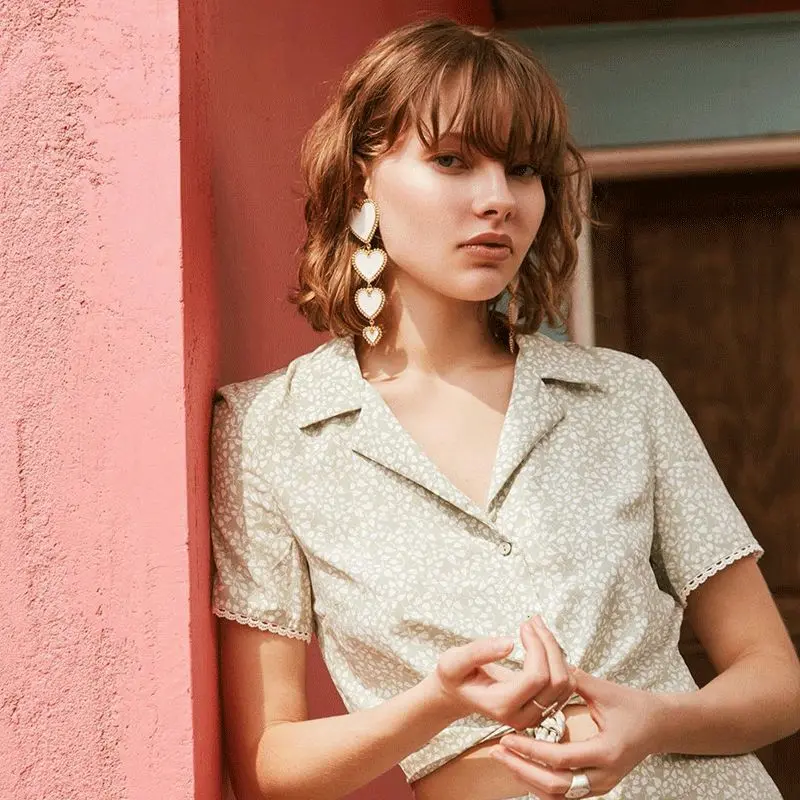 YSER-19631 Fashion Vintage Jewelry Earrings with Long Drop Heart Red Earrings for Women