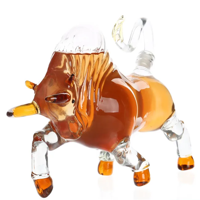 Jia Teng 1000ml Bull Shaped Liquor Decanter Glass Decanter for Alcohol - Vodka, Rum, Bourbon, Wine, Whiskey, Tequila