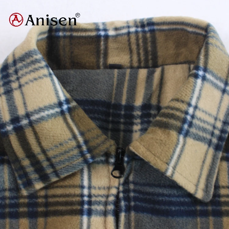 Bulk stocks fashion plaids fleece windbreaker jacket for man