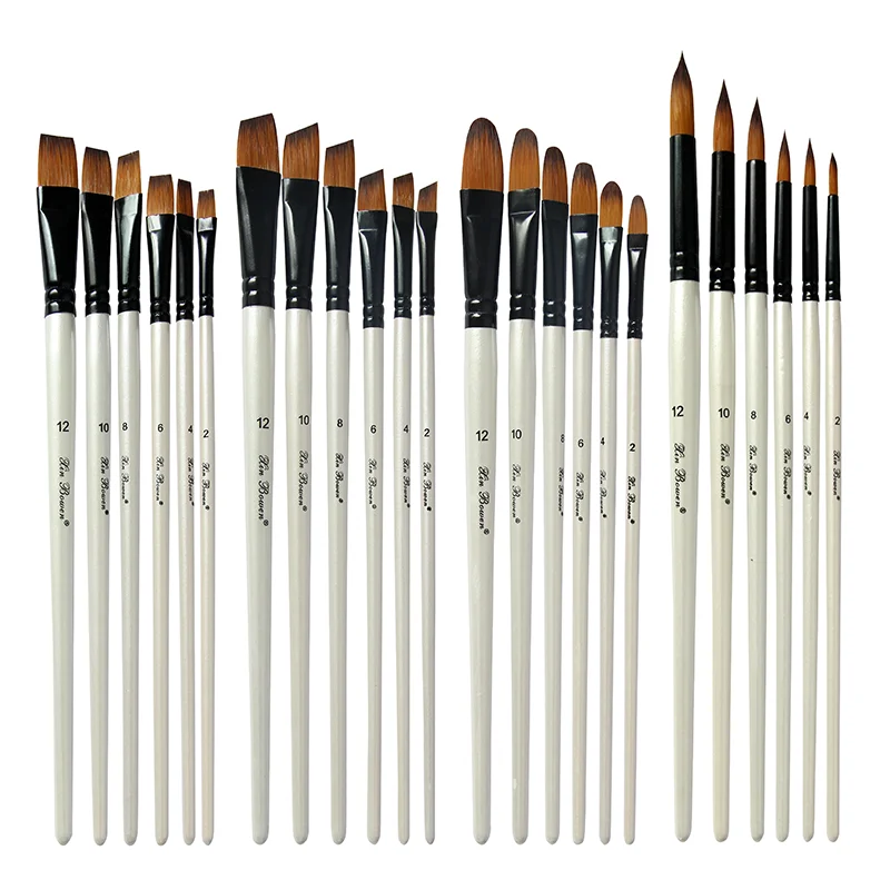 Advertising Flat Peak Brush Six-piece Set Pearl White Art Paint Brush
