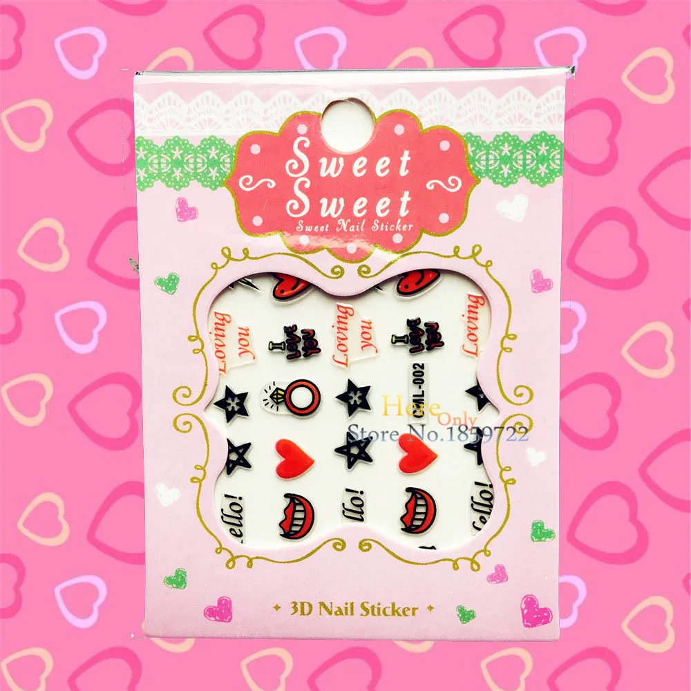 1PC Sexy Lip Heart Designs Women Nail Art Stickers Polish Aribrush HCML 002 Beauty Nail Decal