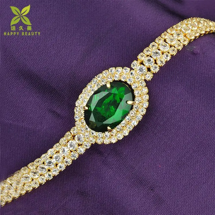 Gold jewellery dubai green gemstone cubic zirconia bracelet latest models wedding bangle bracelet