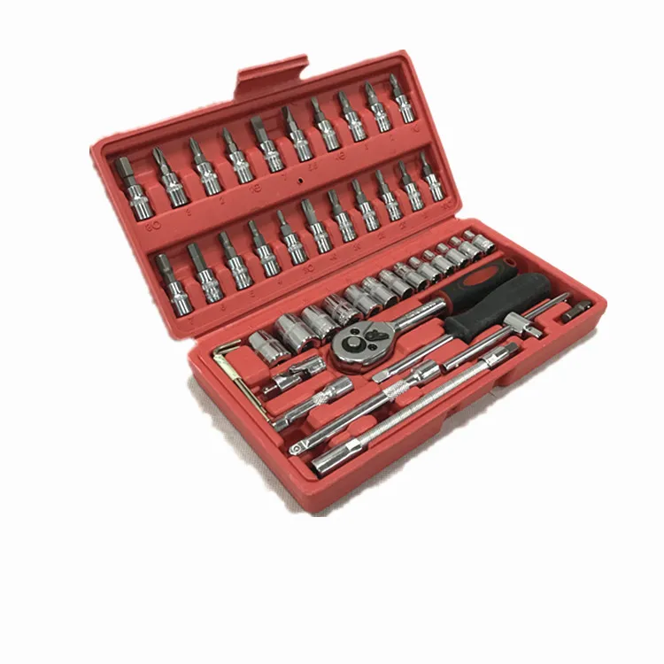 46PCS China Industrial Mini socket ratchet wrench set 1/4 socket set screwdriver head Auto bicycle Repair tools