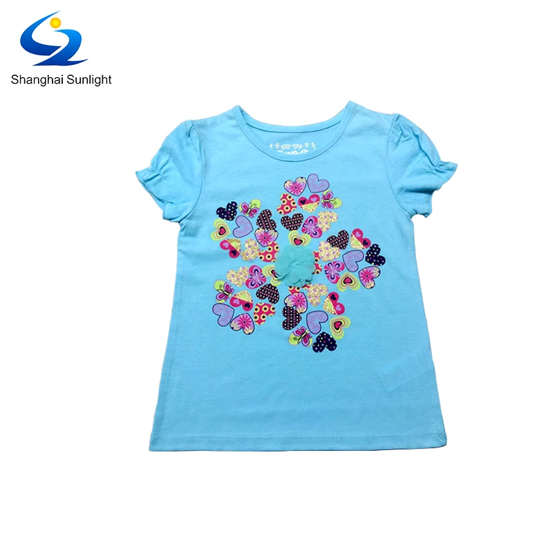 
Low Price Children Fashion Tops Cotton polyester Round Neck OEM Girls T Shirts 