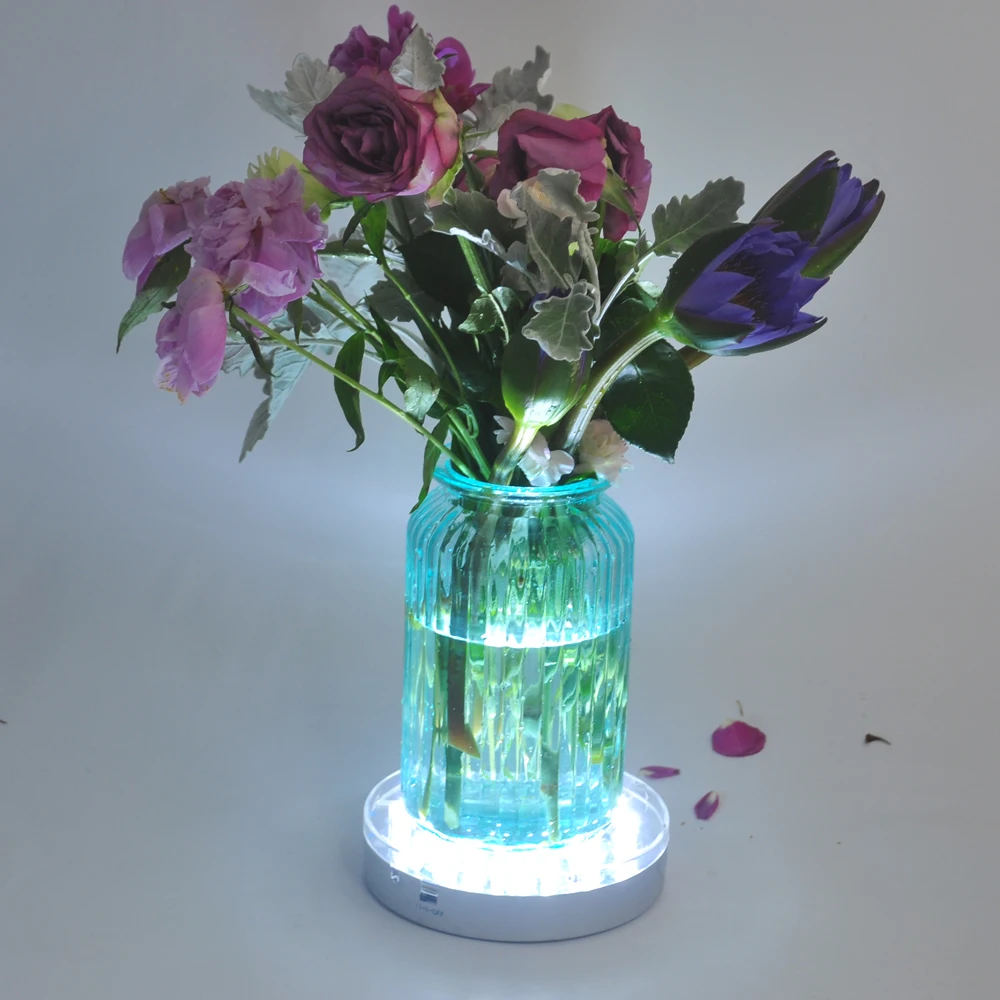 Online Shopping Acrylic Wedding Table Decoration 6inch Mirror Round Decorative Vase Light 3AA Battery Powered