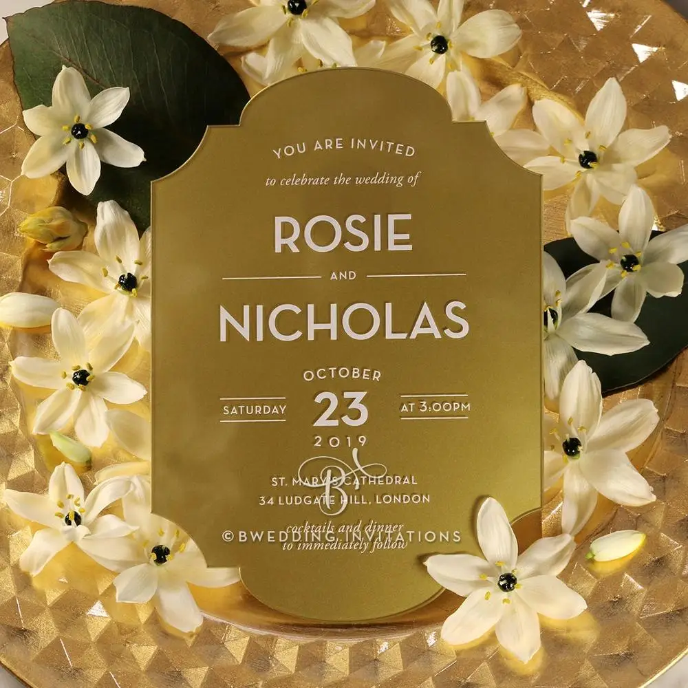 Customized luxury  clear acrylic invitation card wedding   IC-010