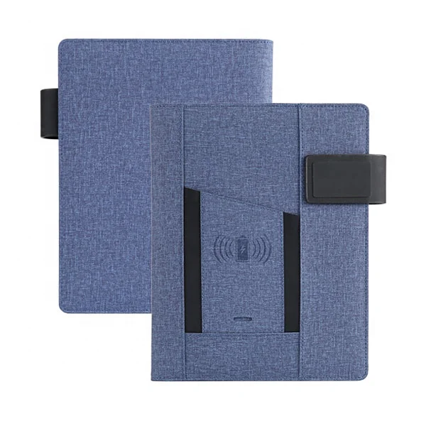 
a5 notebook agenda with power bank and wireless charger 