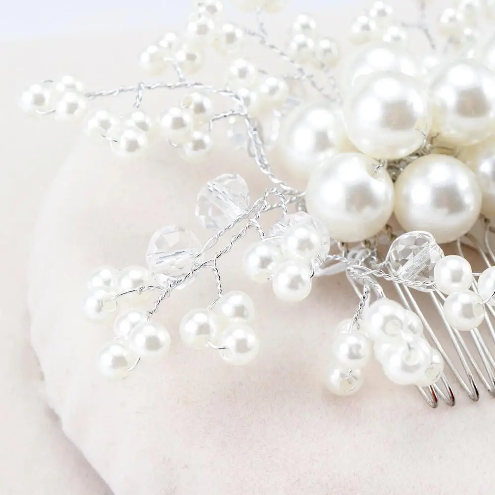 Wedding Hair Piece Tocados De Novia Bridal Pearl Accessories Jewelry Bride Comb For Hair