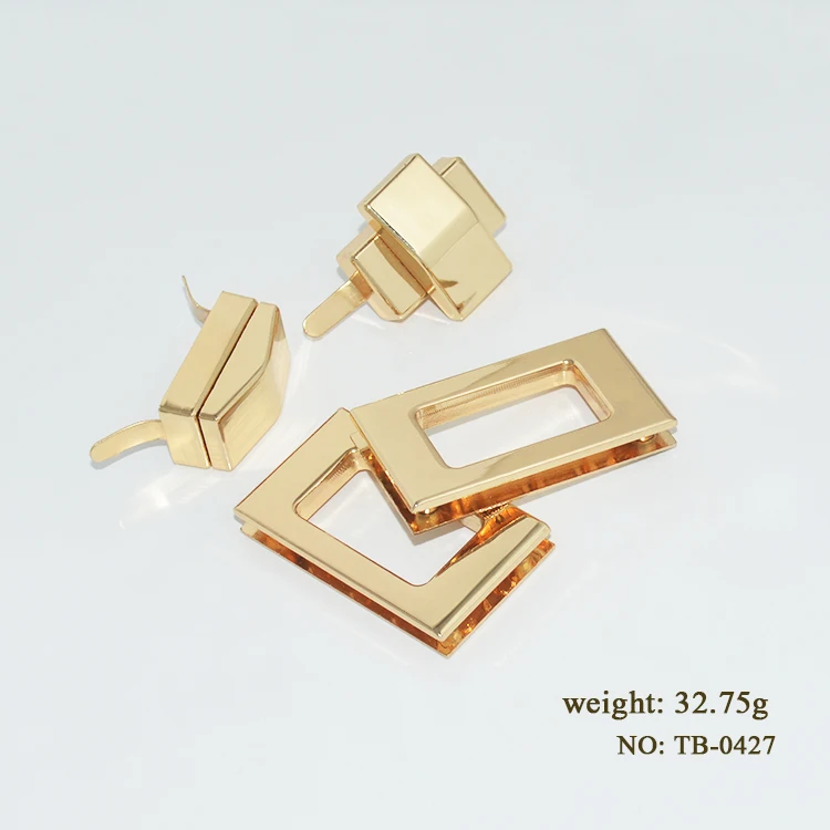 Good quality rectangular metal bag lock leather bag hardware twist lock