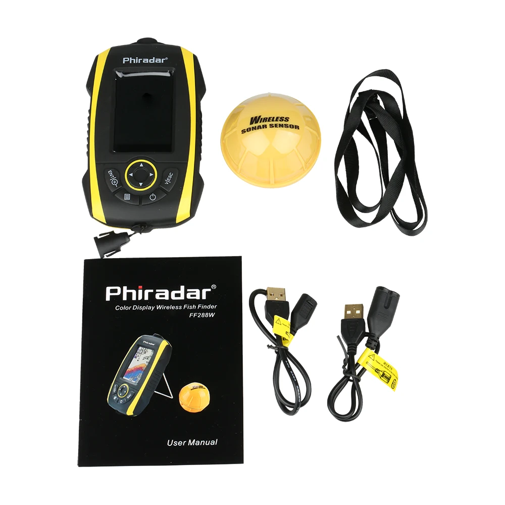 
100M operation range portable wireless fish finder with sunlight readable color lcd 