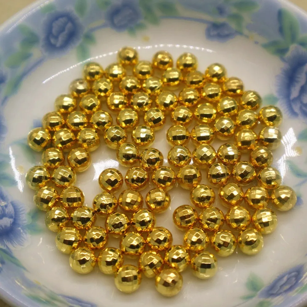 CCB earth shape round faceted gold plated beads