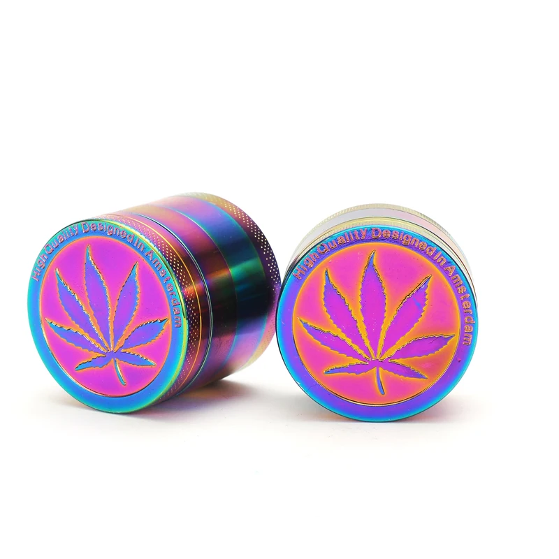 Good Quality Rainbow 40mm 4 Layers Tobocco Weed Cutting Grinder Machine