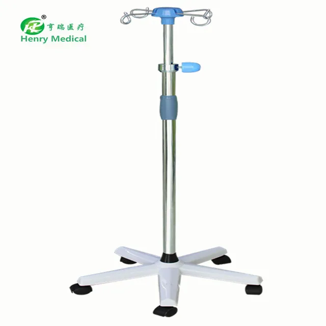 Hospital Height adjustable movable stainless steel  IV pole infusion drip stand