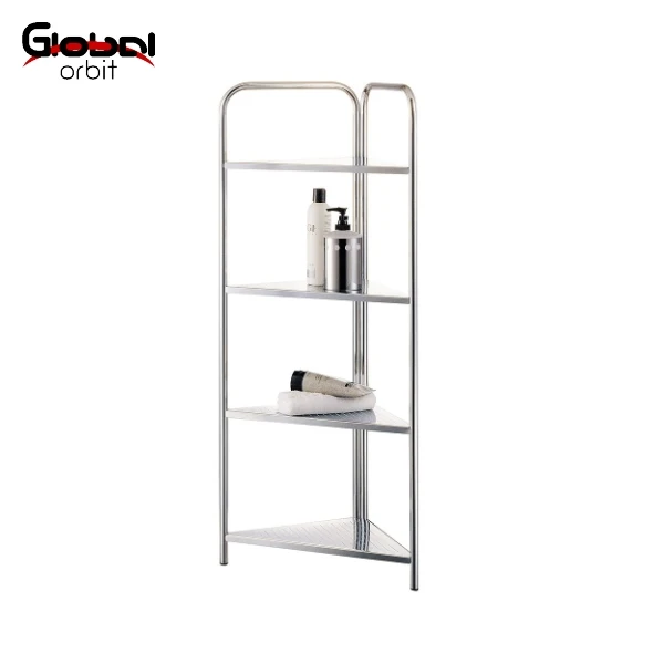 Free Standing Modern Style Corner Bathroom 3-tier Shelves Bath Storage