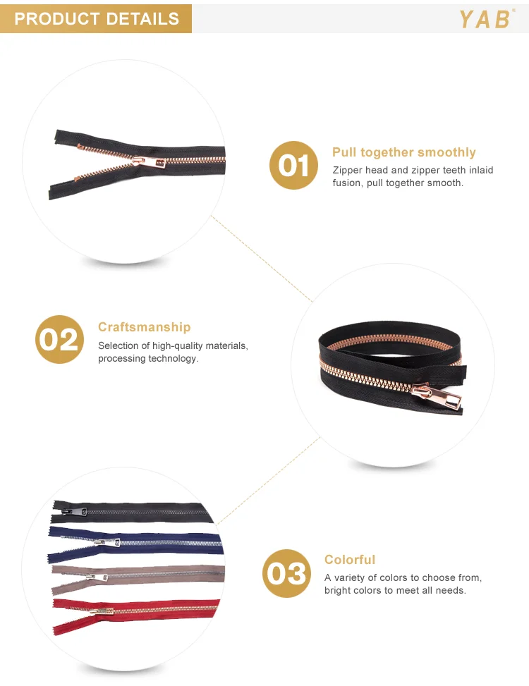 Factory Decorative Auto Lock 5# Jacket Aluminum Zip Zipper For Garment And Home Textile