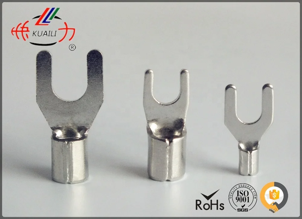 KUAILI Non-Insulated Spade Terminal AWG 8-4 STUD SIZE #8 #10 1/4 5/16 1/2 SNB Non-Insulated Spade Terminal