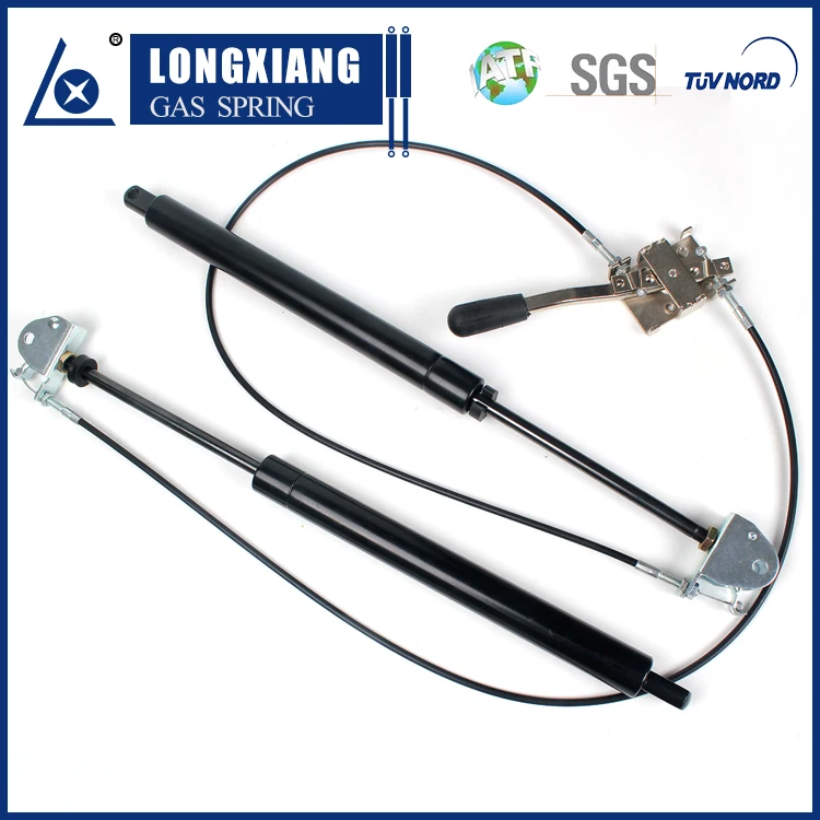 High quality locking gas spring with dual control cable and manual handle system