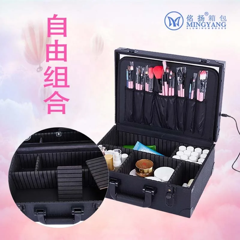 Melason Wholesale  Professional Display Makeup Artist Aluminum Trolley Storage Cosmetic Nail Case