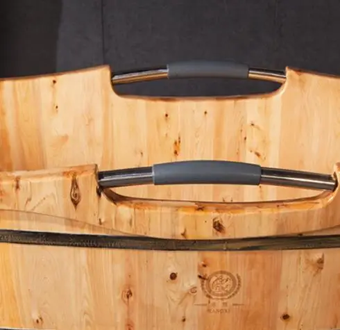 Bath tub to door home spa massage wooden bath shower bucket