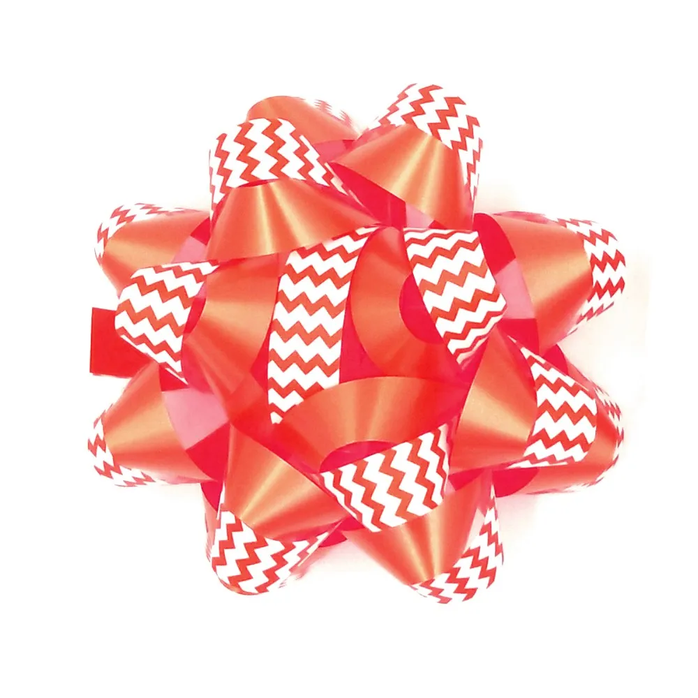 
New Style Gift Ribbon Decorative Bow Bouncing Lines Printing PLastic Ribbon Star Bow 