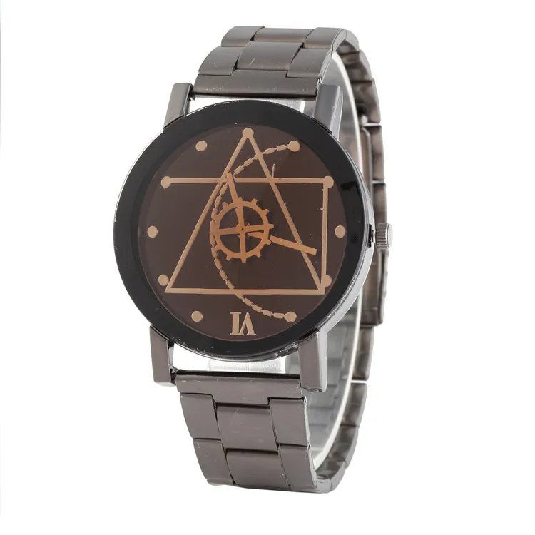 
Korean Gear Pair Watch Diamond Mirror Geometric Designs Steel Belt Quartz Watch couple Watch for Men and Women 