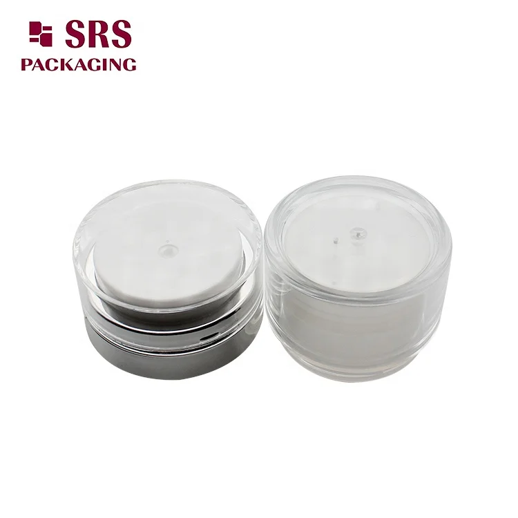SRS empty 15ml 30ml 50ml round shape clear cosmetic acrylic airless jar