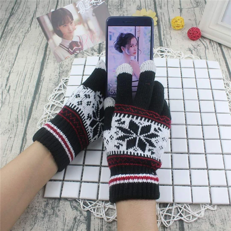 Factory New Style Promotion Knitted Acrylic Touch Sensor Screen Finger Gloves for Smartphone Winter Women Warm Glove Wholesale