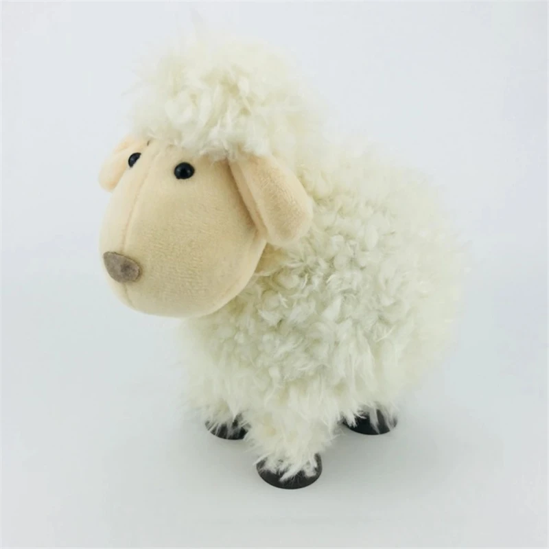 China wholesale custom art craft home decoration pieces brown fur lamb ornaments lovely mini plush sheep decor ideas