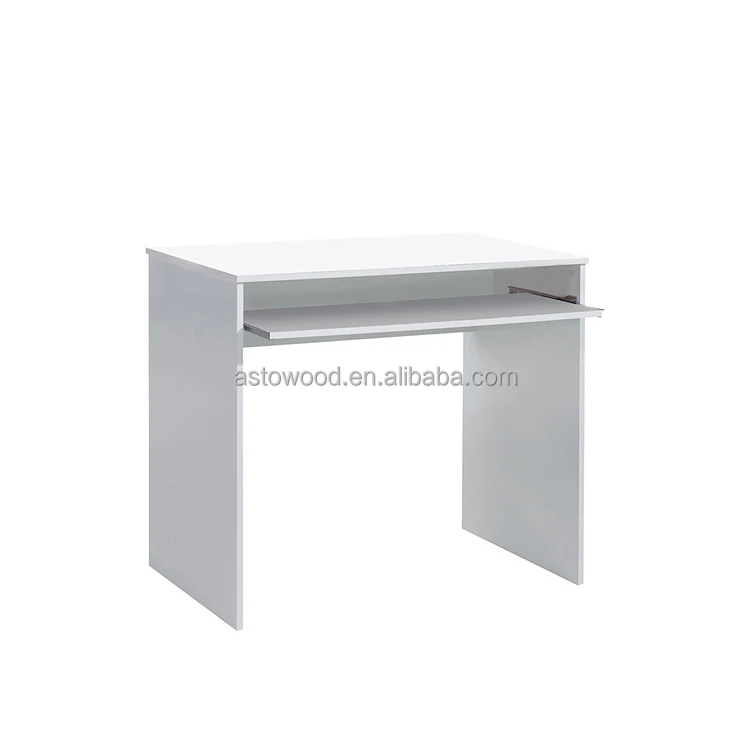 Melamine PB/MDF Computer Desk with pull out keyboard shelf in Gloss White