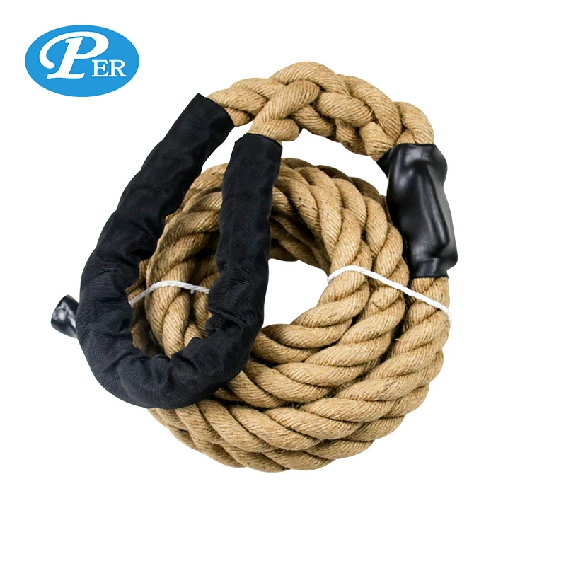 38mm 50mm Premium Gym Jute Power Training Hemp Climbing Battle Ropes With sleeve