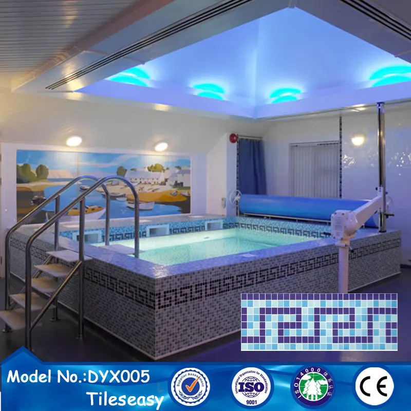 decorative ceramic blue mosaic tile trim pool waterline tiles