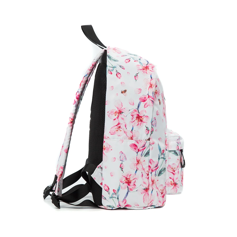 
Fashion Water Resistant Floral Book Bag School Backpack for Women 14Inch Laptop White 