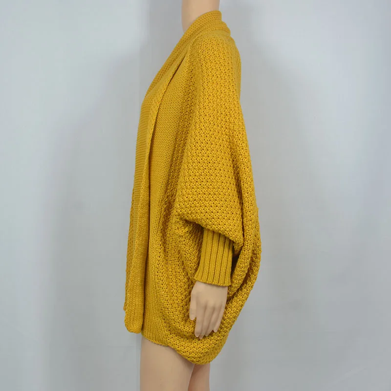 Open Front Batwing Long Sleeve Chunky Cardigan Sweaters Knit Jackets