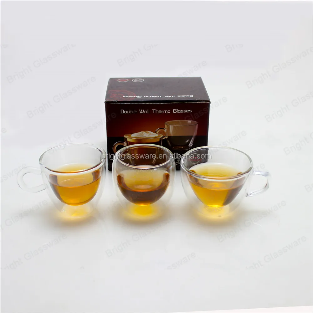 Small Double Wall Glass Espresso Cup, Glass Coffee Cup, Tea Set Glass