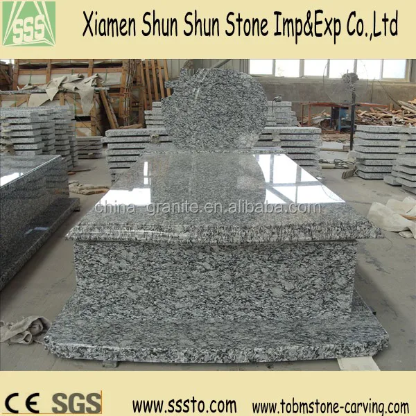 high polished sea weave white granite monument