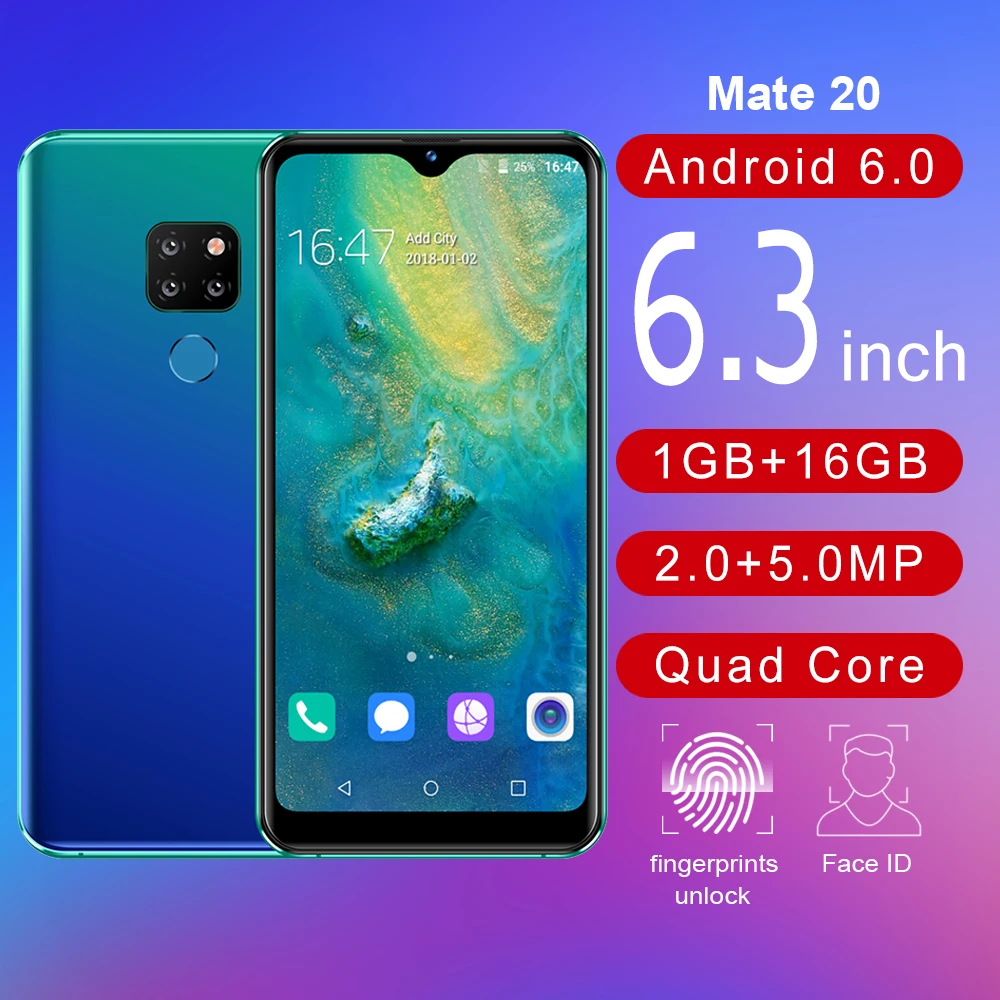 6,3 дюймов капли воды экран WIFI/GPS/MTK6580 четырехъядерный Android 6,0 3G мобильный телефон android цена в Дубае