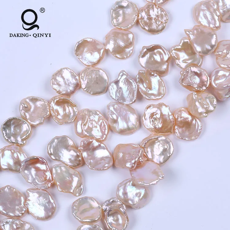 16-17mm Natural Pink Irregular Baroque Keshi Freshwater Pearl Strands