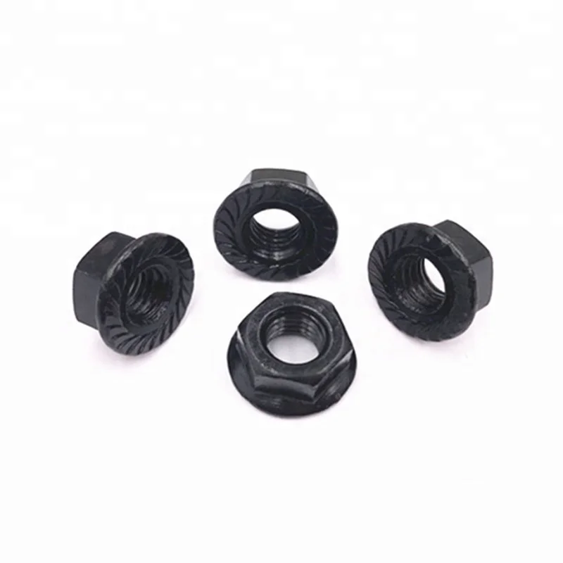 M4 M6 M16 Black Oxide Carbon Steel Hex Flange Nut DIN6923