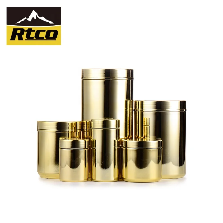 RTCO Direct Chromed HDPE Bottle Manufacturer Fitness Supplement Packaging Metalized Container Golden Plating Bottle