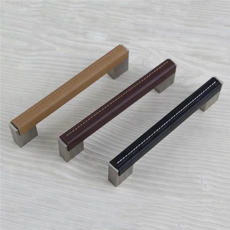 Кожаные ручки для мебели, ручки для ящика, шкафа, кухонная дверная ручка, шкаф, шкаф, тянущиеся ручки, мебельные фитинги