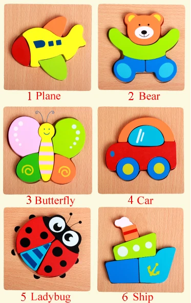 
Wooden Toys Educational for Kids Animal Cartoon 3D Jigsaw Wooden Puzzle 