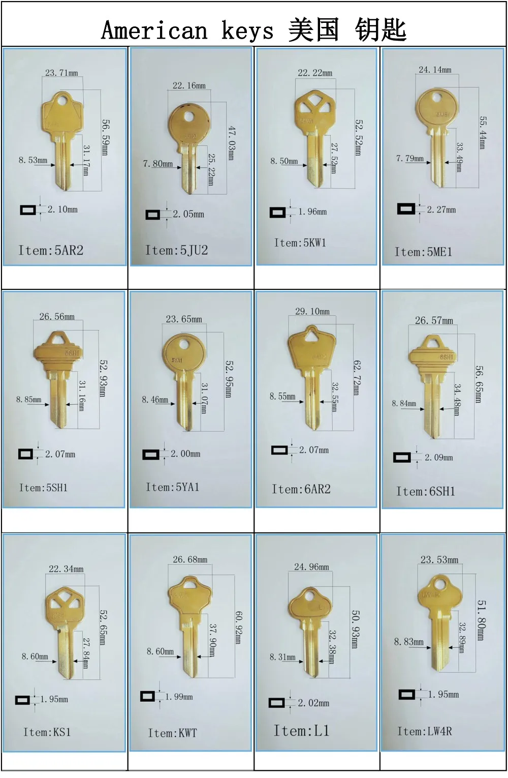 American keys - Brass keys