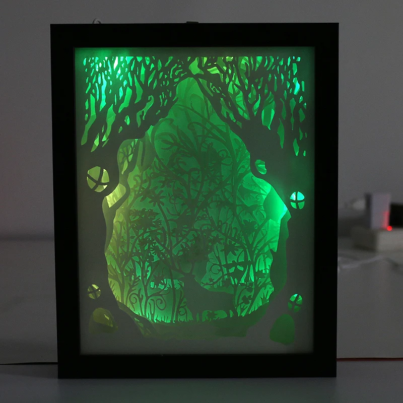 3D Paper Cut Light Box Carving Night Light Lamp Light Up Shadow Box Frame