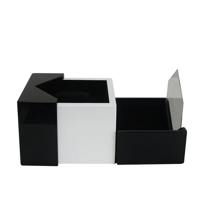 Transparent clamshell wooden watch box, black unique design luxury watch box