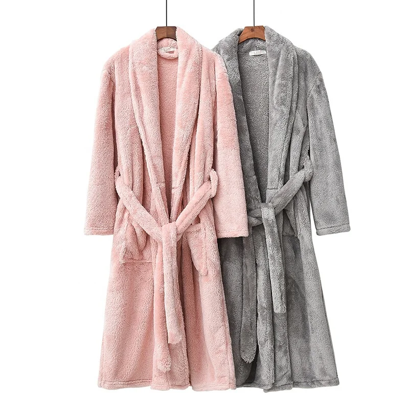 Wholesale Custom Thick Warm Coral Fleece Bathrobe