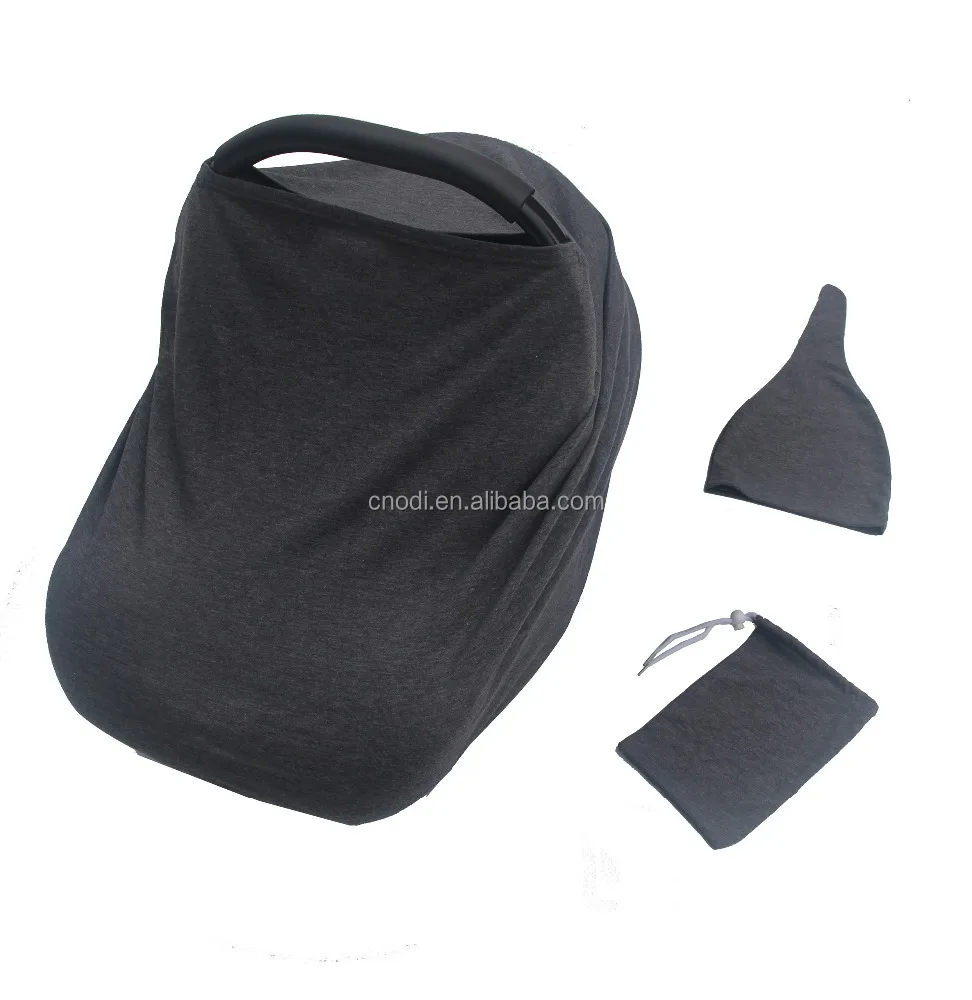 Multiuse Cotton Nursing Scarf Cover for Baby Car Seat + Beanie + Bag