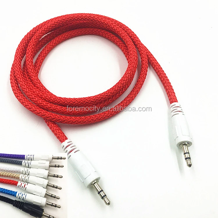 Top Selling on alibaba 3.5mm jack male to male nylon braided aux audio cable