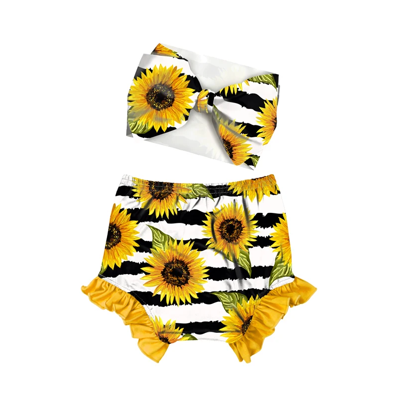 
Green red floral Leopard Print newborn infant bow and bloomer set ruffled baby bloomer 