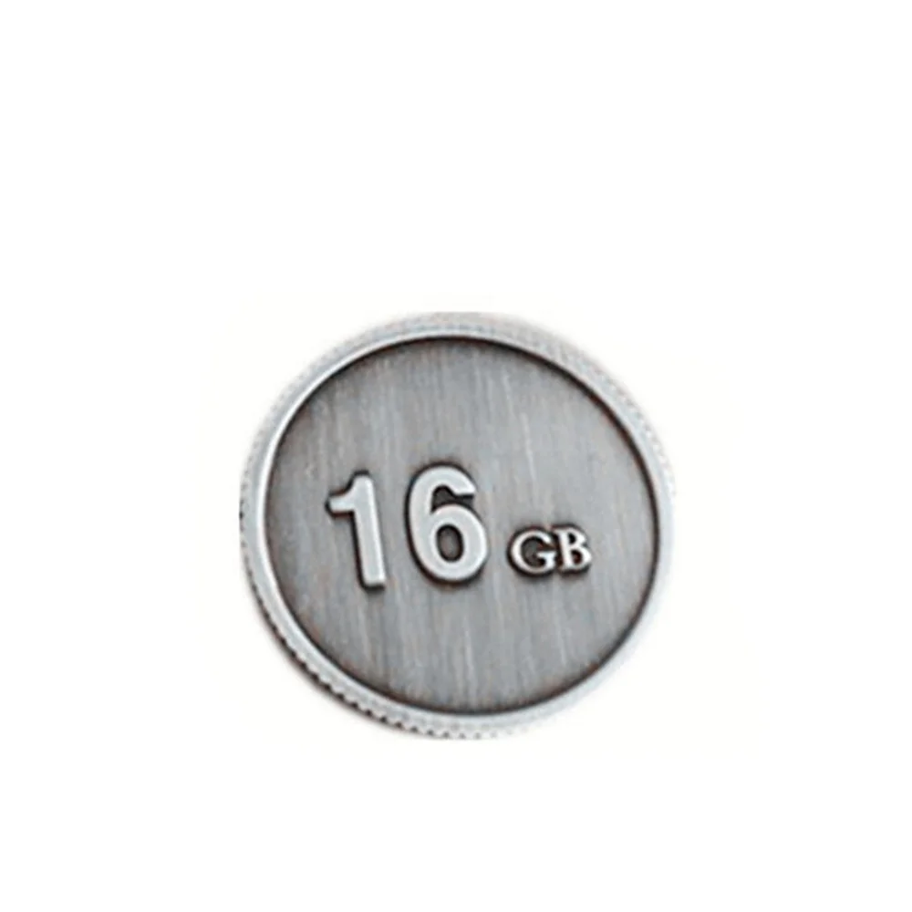 Newest Design Metal Coins Portable USB Pendrive Round Shape Tokens Custom Logo Silver/Gold Coin Acceptor Memory Stick 16G/32G